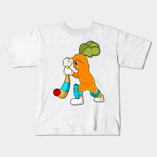 Carrot at Cricket with Cricket bat Kids T-Shirt